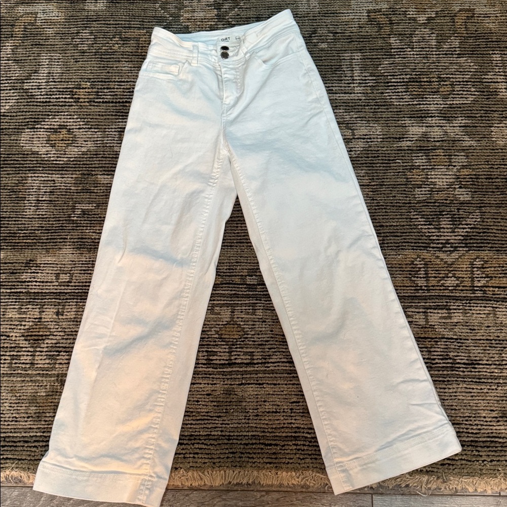 Oat White High-Rise Cropped Wide Leg Women’s Jeans